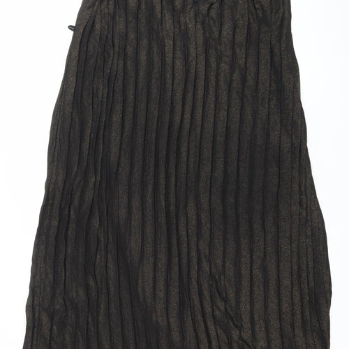 Rare London Women’s Black Glitter Pleated Maxi Dress Size 8