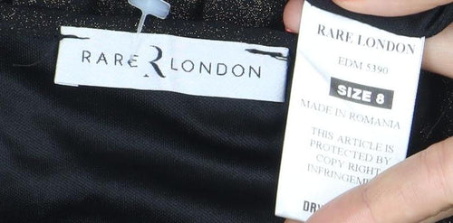 Rare London Women’s Black Glitter Pleated Maxi Dress Size 8