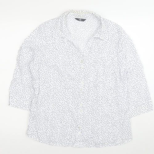 M&Co Womens White Polka Dot Button-Up Shirt Size 18 3/4 Sleeve