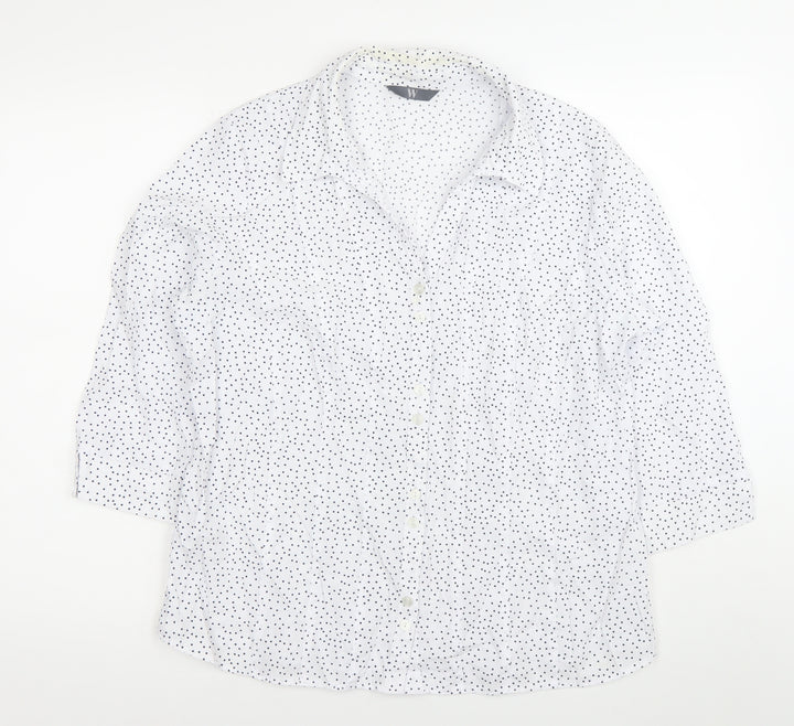 M&Co Womens White Polka Dot Button-Up Shirt Size 18 3/4 Sleeve