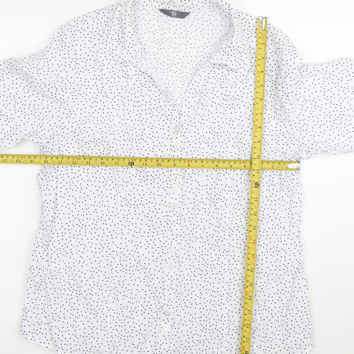 M&Co Womens White Polka Dot Button-Up Shirt Size 18 3/4 Sleeve
