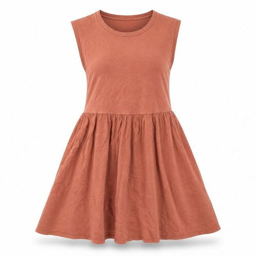 Bershka Women’s Brown XS A-Line Sleeveless Cotton Dress