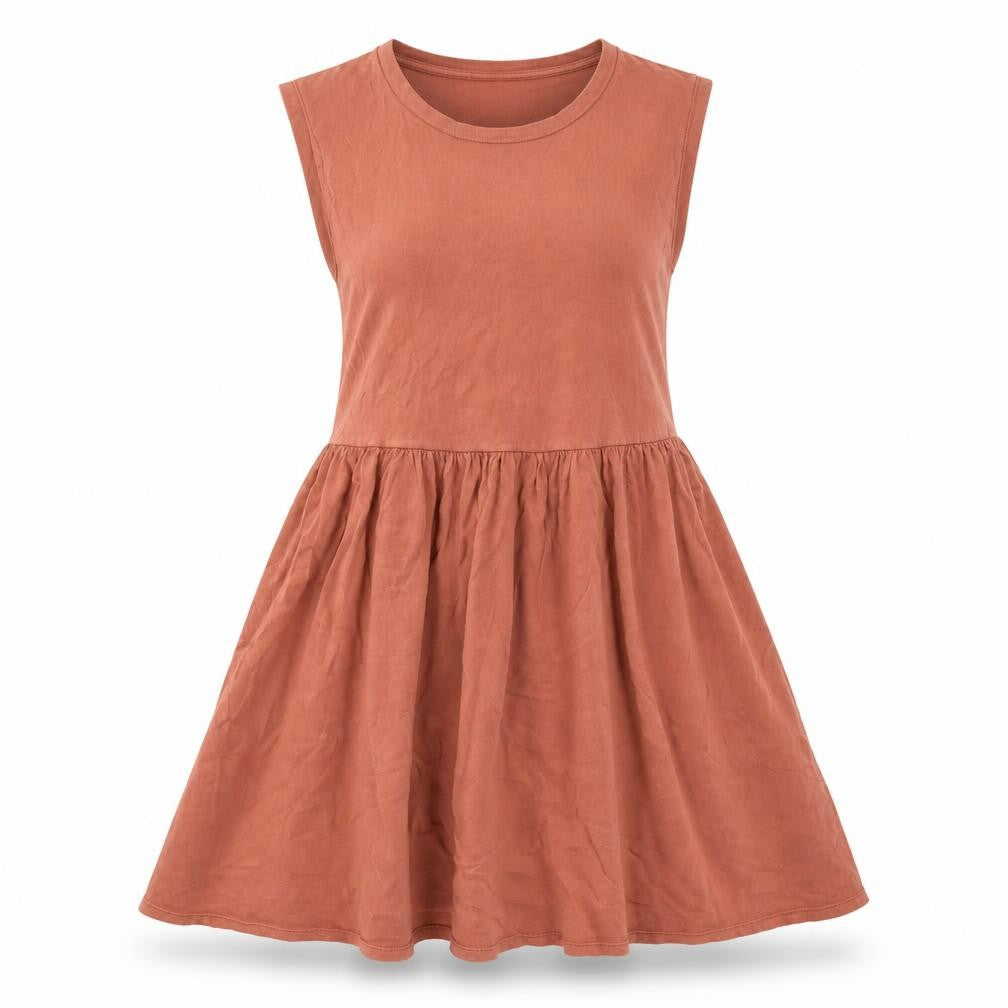 Bershka Women’s Brown XS A-Line Sleeveless Cotton Dress