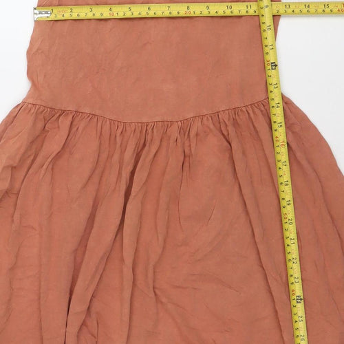 Bershka Women’s Brown XS A-Line Sleeveless Cotton Dress