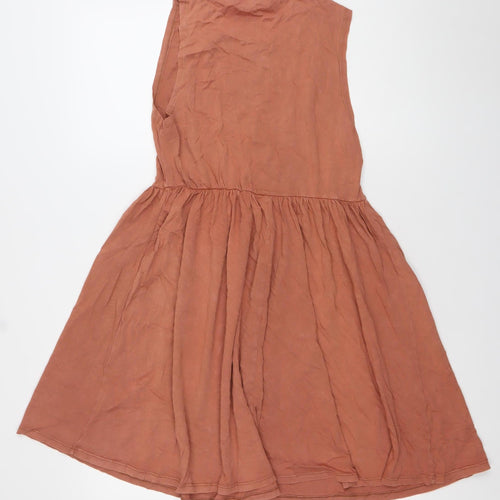 Bershka Women’s Brown XS A-Line Sleeveless Cotton Dress