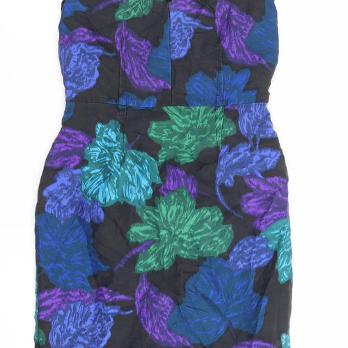 Hobbs Women’s Black Floral Sheath Dress Size 8 Silk Wool
