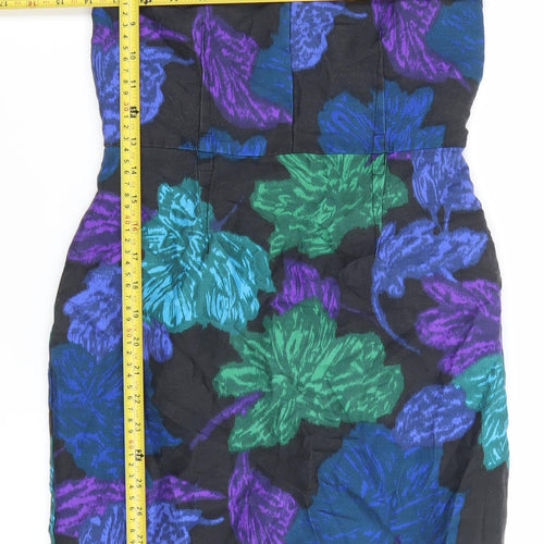 Hobbs Women’s Black Floral Sheath Dress Size 8 Silk Wool