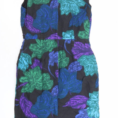 Hobbs Women’s Black Floral Sheath Dress Size 8 Silk Wool