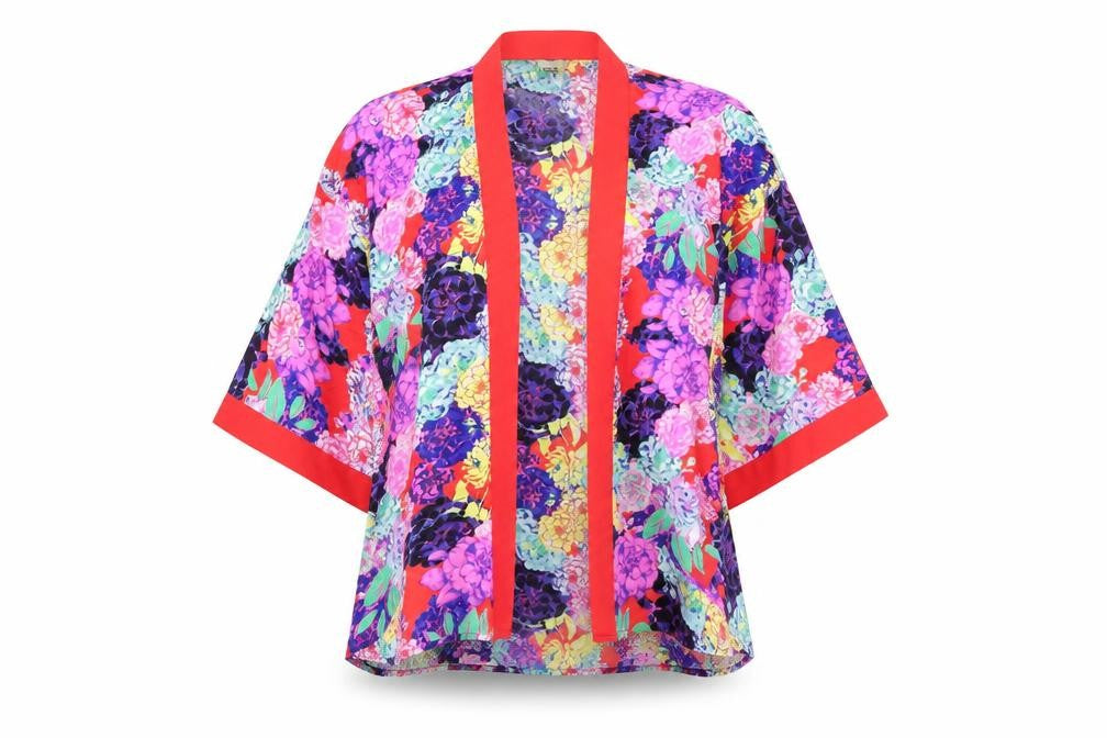ASOS Womens Multicoloured Floral Kimono Sleeve Blouse UK 12