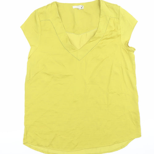 H&M Women’s Yellow V-Neck Short Sleeve Blouse Size 10