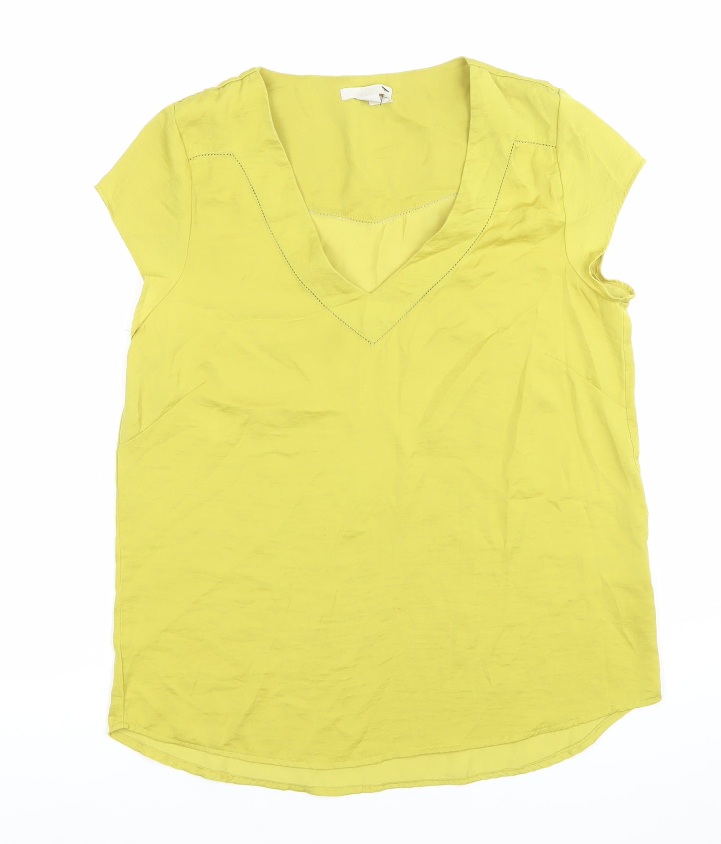 H&M Women’s Yellow V-Neck Short Sleeve Blouse Size 10