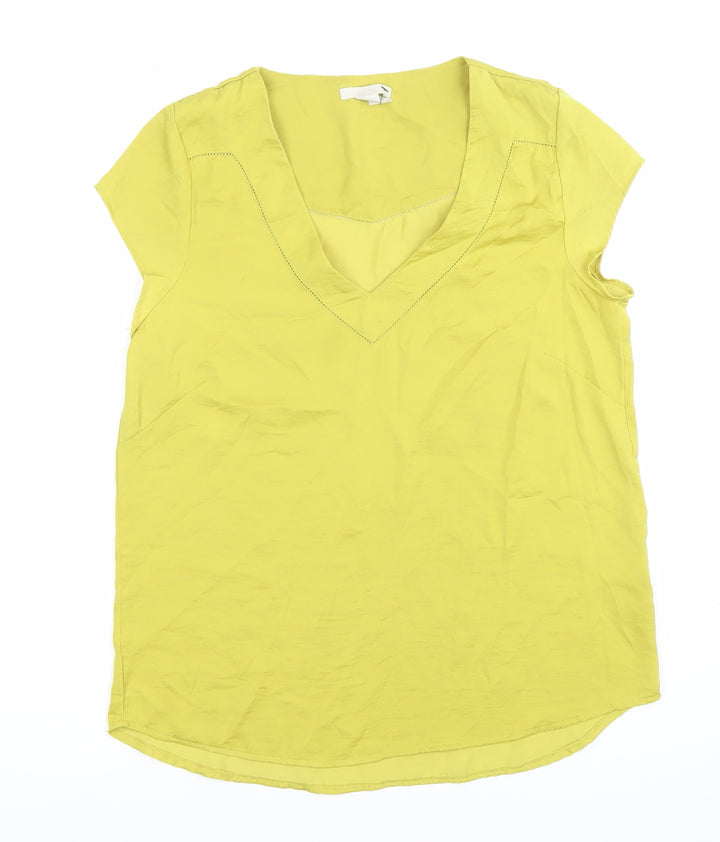 H&M Women’s Yellow V-Neck Short Sleeve Blouse Size 10
