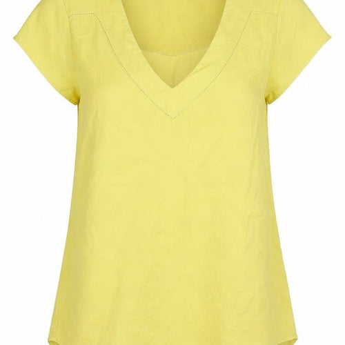 H&M Women’s Yellow V-Neck Short Sleeve Blouse Size 10