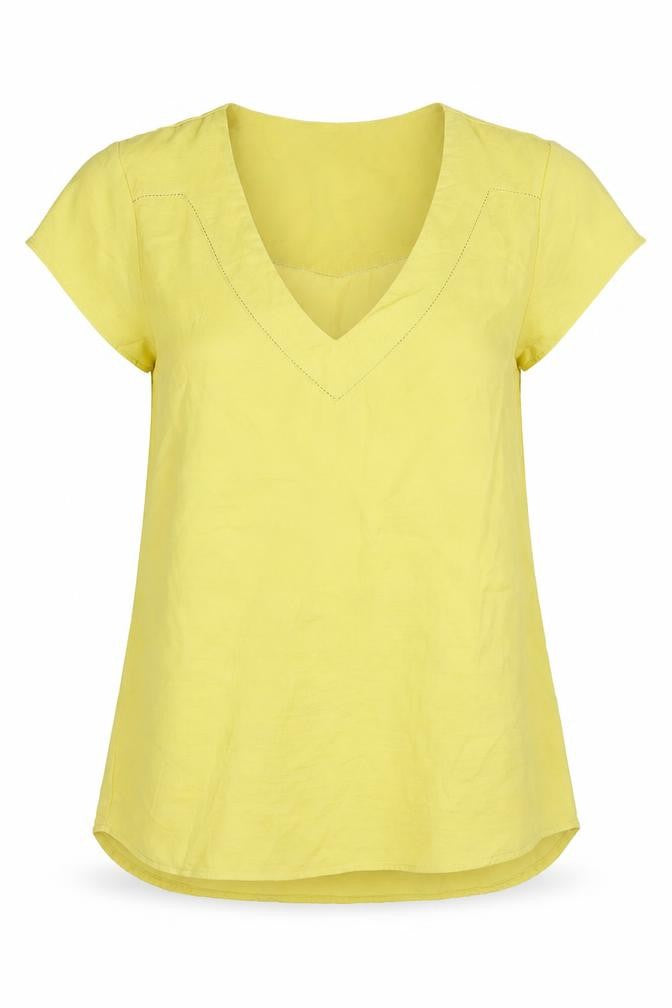 H&M Women’s Yellow V-Neck Short Sleeve Blouse Size 10