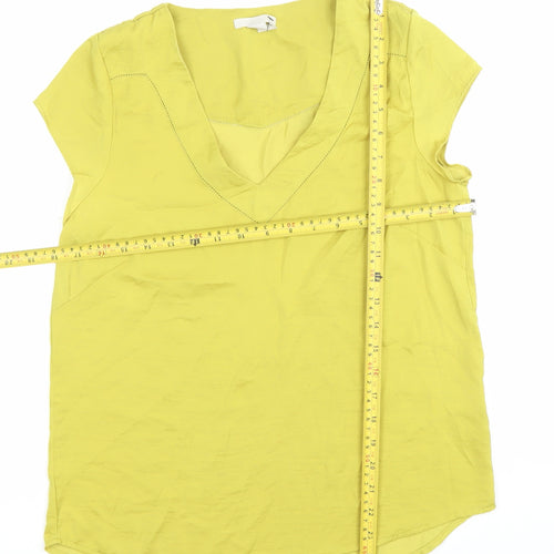 H&M Women’s Yellow V-Neck Short Sleeve Blouse Size 10
