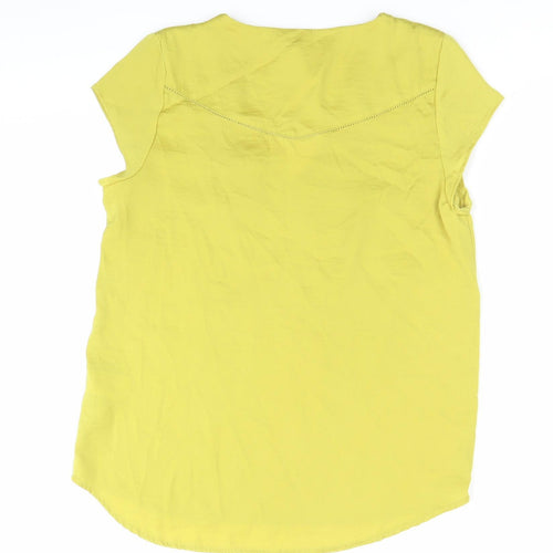 H&M Women’s Yellow V-Neck Short Sleeve Blouse Size 10
