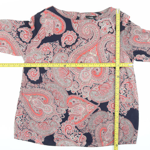 Wallis Women’s Multicoloured Paisley Blouse UK 14 Bell Sleeve