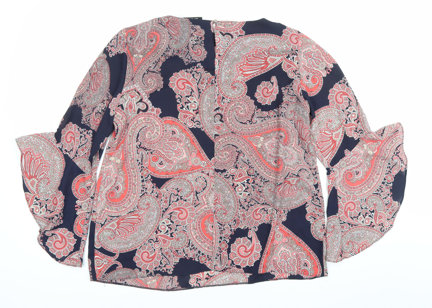 Wallis Women’s Multicoloured Paisley Blouse UK 14 Bell Sleeve