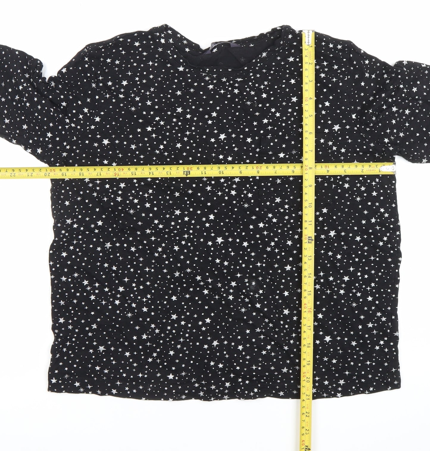 Marks and Spencer Womens Black Star Print Blouse Size 12 Long Sleeve