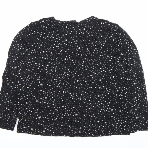 Marks and Spencer Womens Black Star Print Blouse Size 12 Long Sleeve