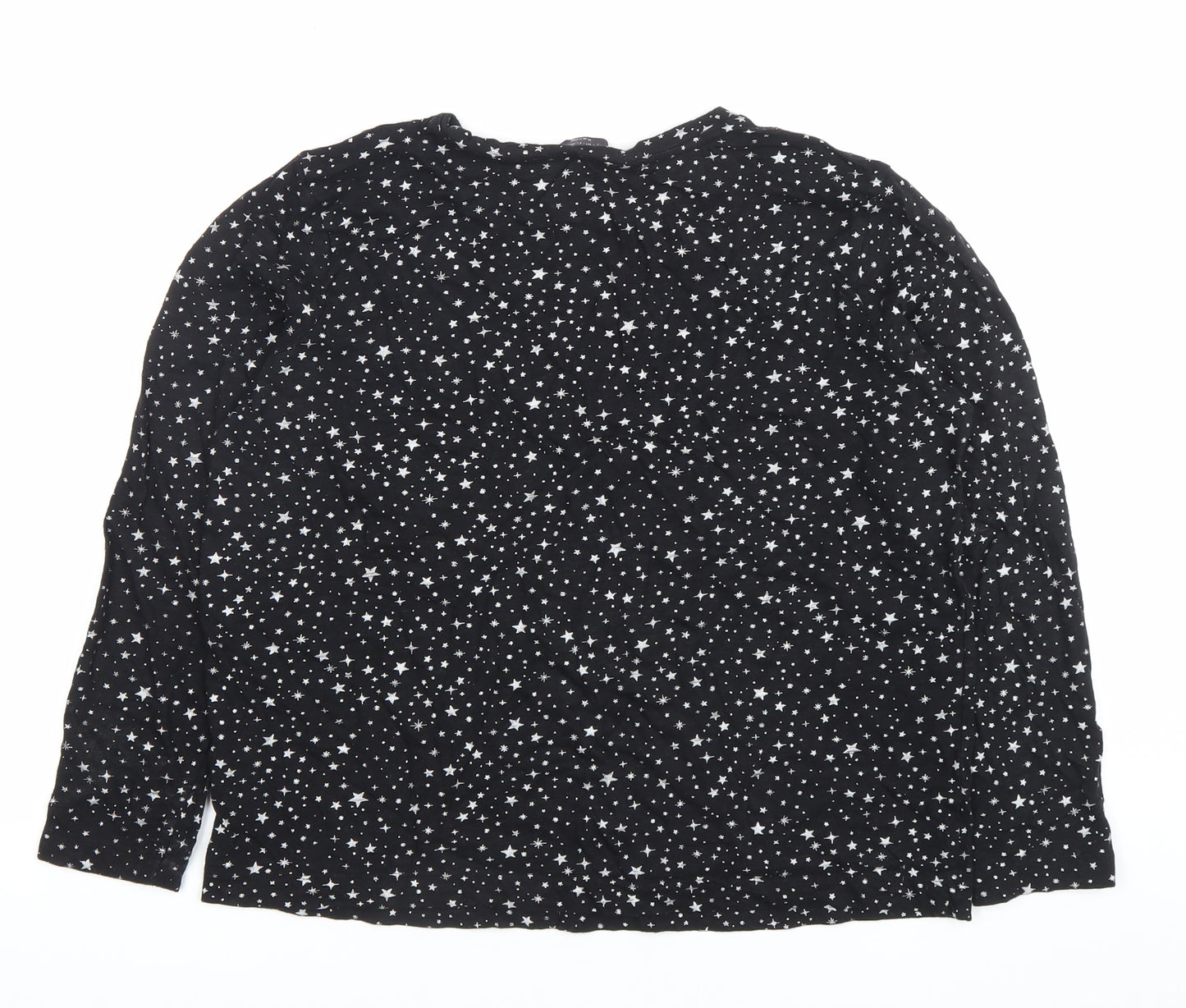 Marks and Spencer Womens Black Star Print Blouse Size 12 Long Sleeve
