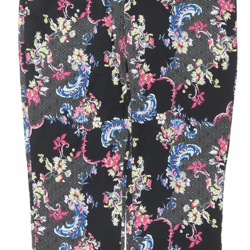 Select Womens Black Floral Straight Leg Trousers Size 12