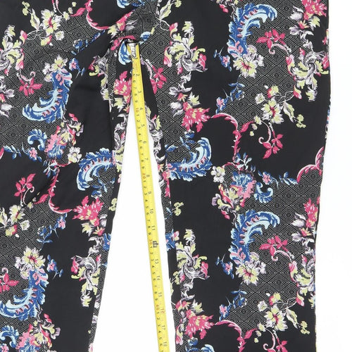 Select Womens Black Floral Straight Leg Trousers Size 12