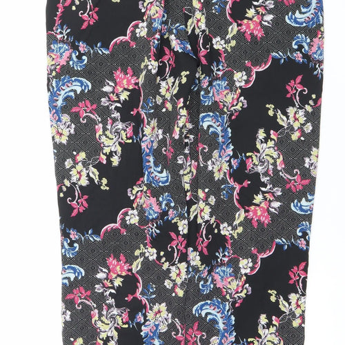 Select Womens Black Floral Straight Leg Trousers Size 12