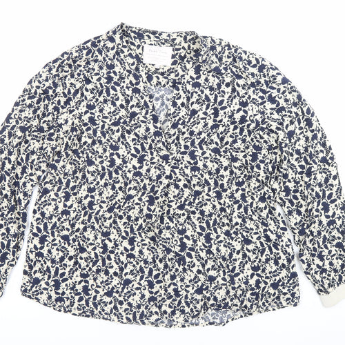 Part Two Womens Blue Floral Viscose Blouse Size 12