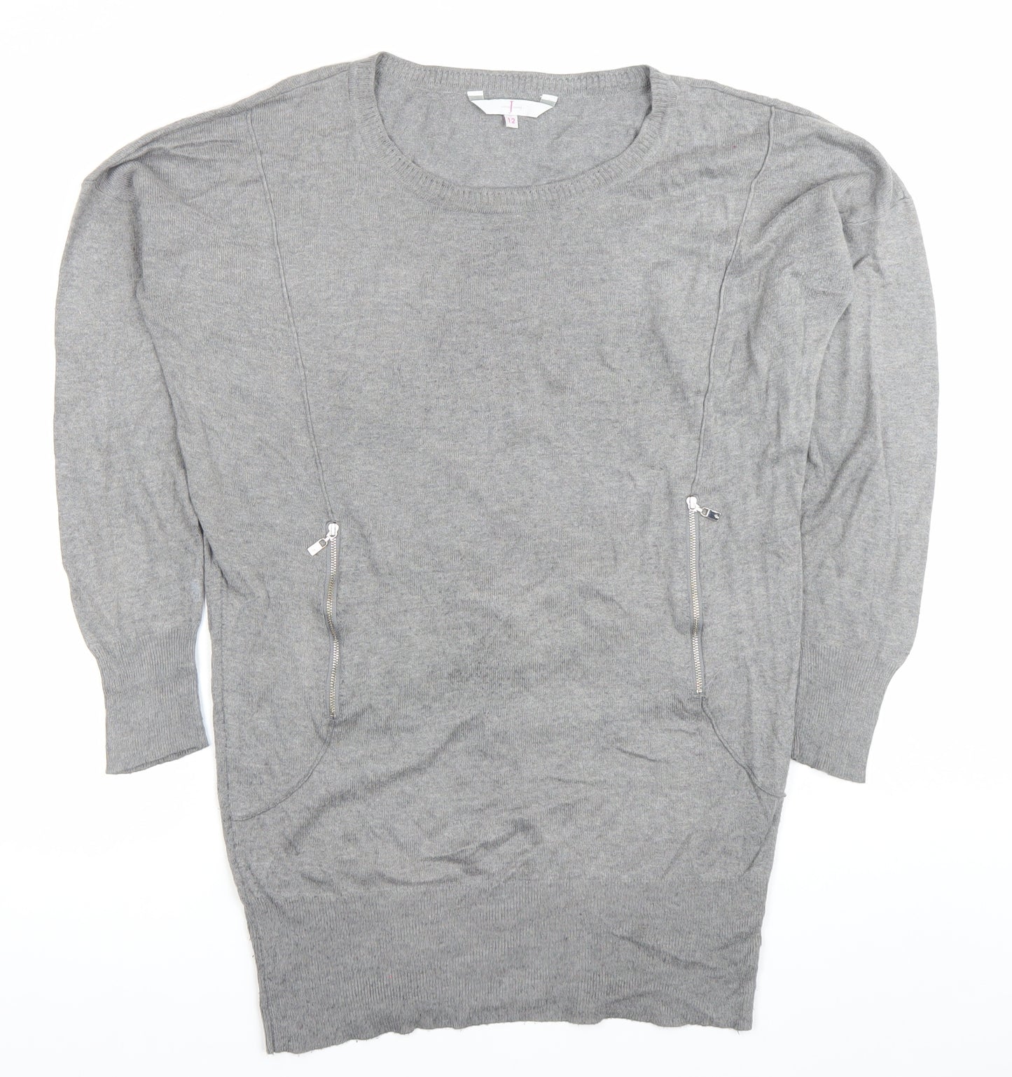 Jasper Conran Women’s Grey Tunic Jumper Size 12 Long Sleeve Knit