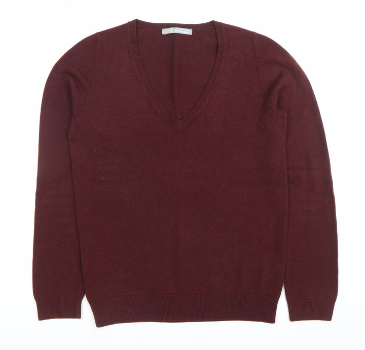 Marks and Spencer Womens Red Size 8 V-Neck Long Sleeve Jumper
