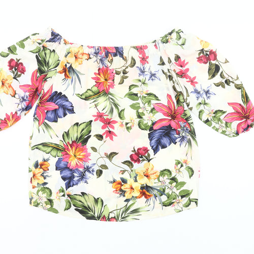 F&F Womens Multicoloured Floral Off Shoulder Tunic Blouse UK 10
