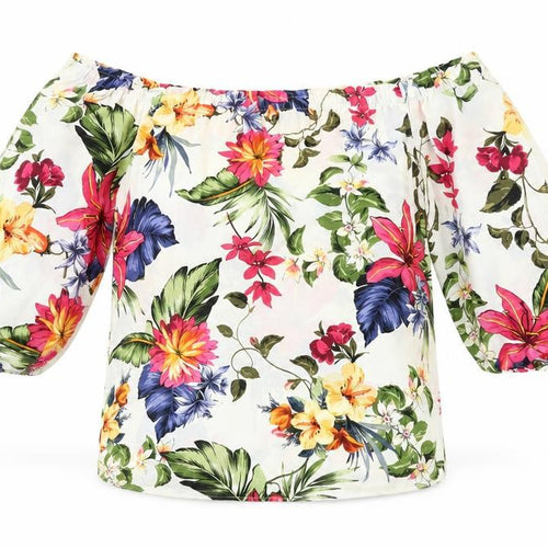F&F Womens Multicoloured Floral Off Shoulder Tunic Blouse UK 10