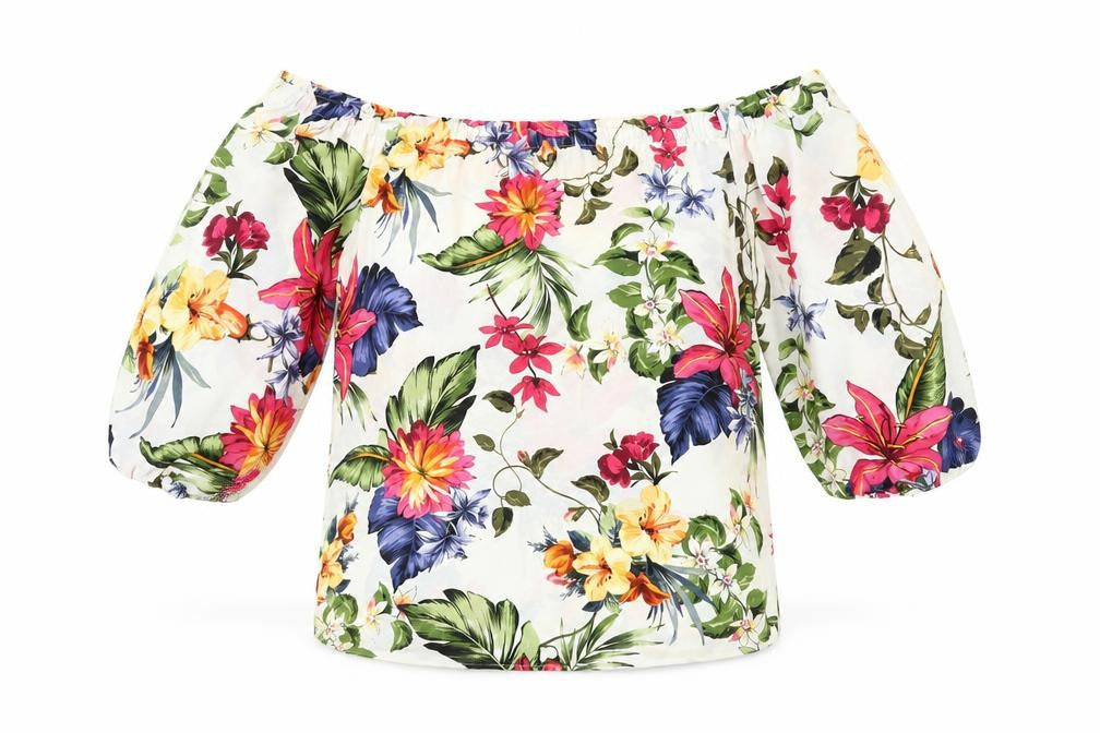 F&F Womens Multicoloured Floral Off Shoulder Tunic Blouse UK 10