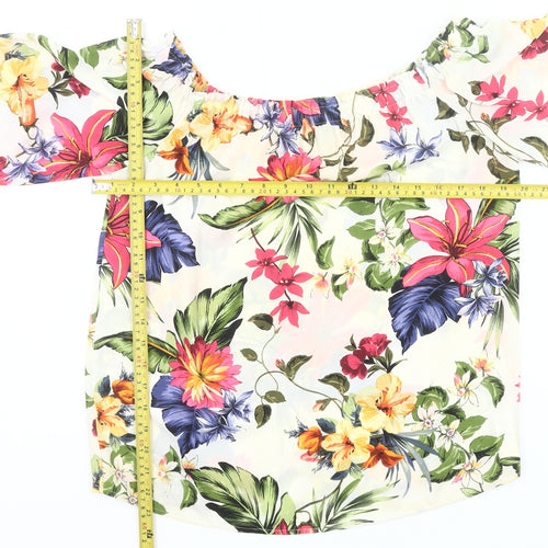 F&F Womens Multicoloured Floral Off Shoulder Tunic Blouse UK 10
