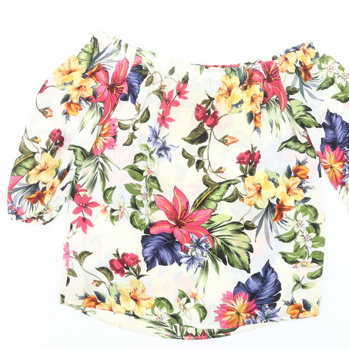 F&F Womens Multicoloured Floral Off Shoulder Tunic Blouse UK 10