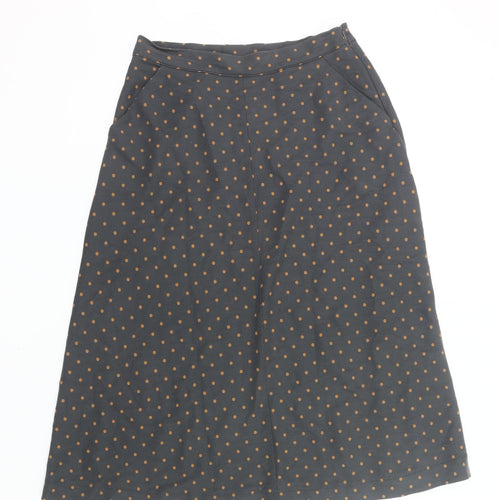 White Stuff Women’s Grey Polka Dot Midi A-Line Skirt Size 10