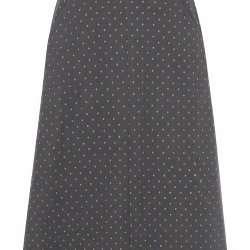 White Stuff Women’s Grey Polka Dot Midi A-Line Skirt Size 10