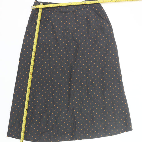 White Stuff Women’s Grey Polka Dot Midi A-Line Skirt Size 10