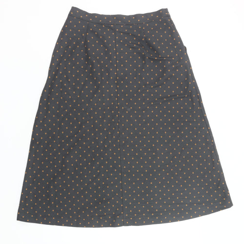 White Stuff Women’s Grey Polka Dot Midi A-Line Skirt Size 10