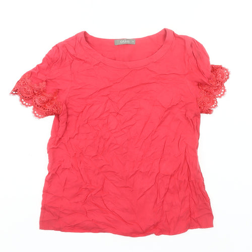 Oasis Women’s Pink Lace Sleeve Tunic Blouse UK 10