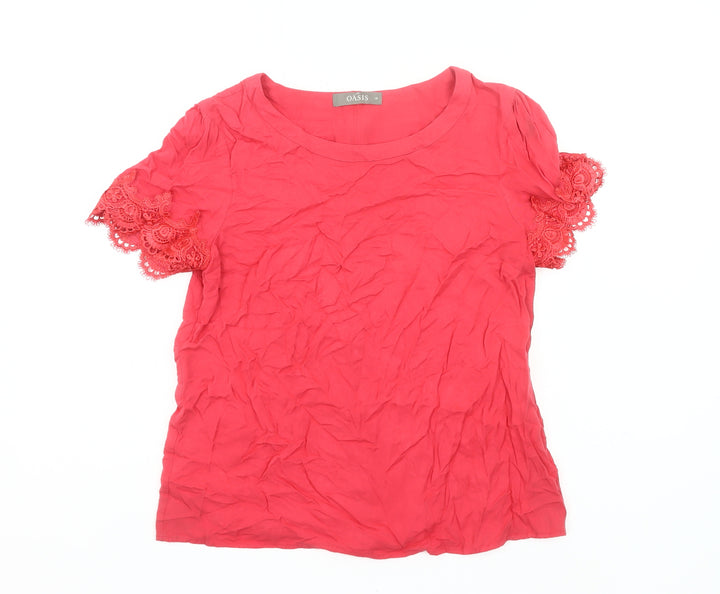 Oasis Women’s Pink Lace Sleeve Tunic Blouse UK 10