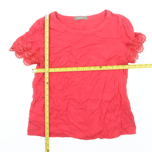 Oasis Women’s Pink Lace Sleeve Tunic Blouse UK 10