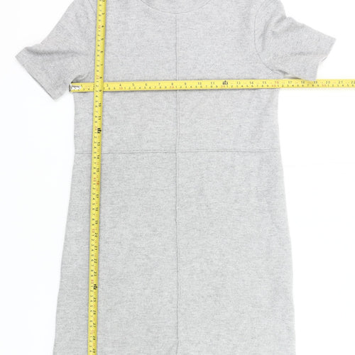 Zara Women’s Grey Knit Shift Dress Size 8 Mock Neck Short Sleeve