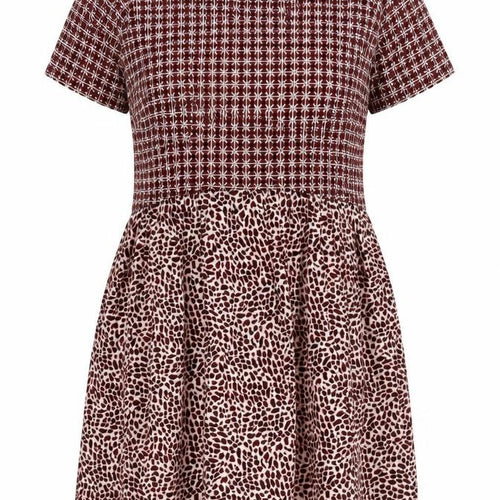 Topshop Women’s Red Skater Dress UK 10 Short Sleeve Retro Print