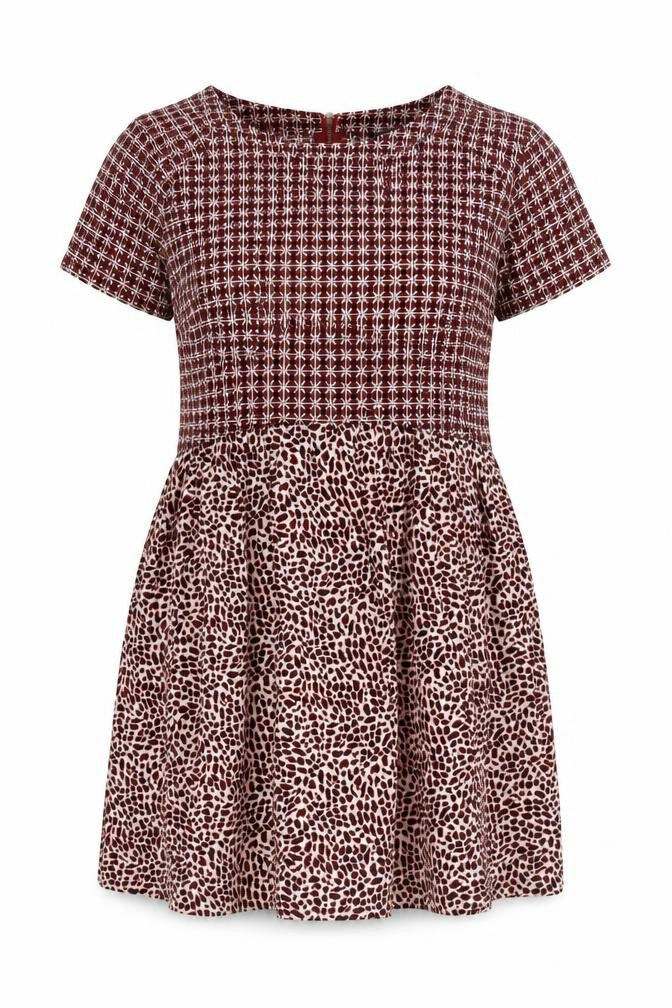 Topshop Women’s Red Skater Dress UK 10 Short Sleeve Retro Print