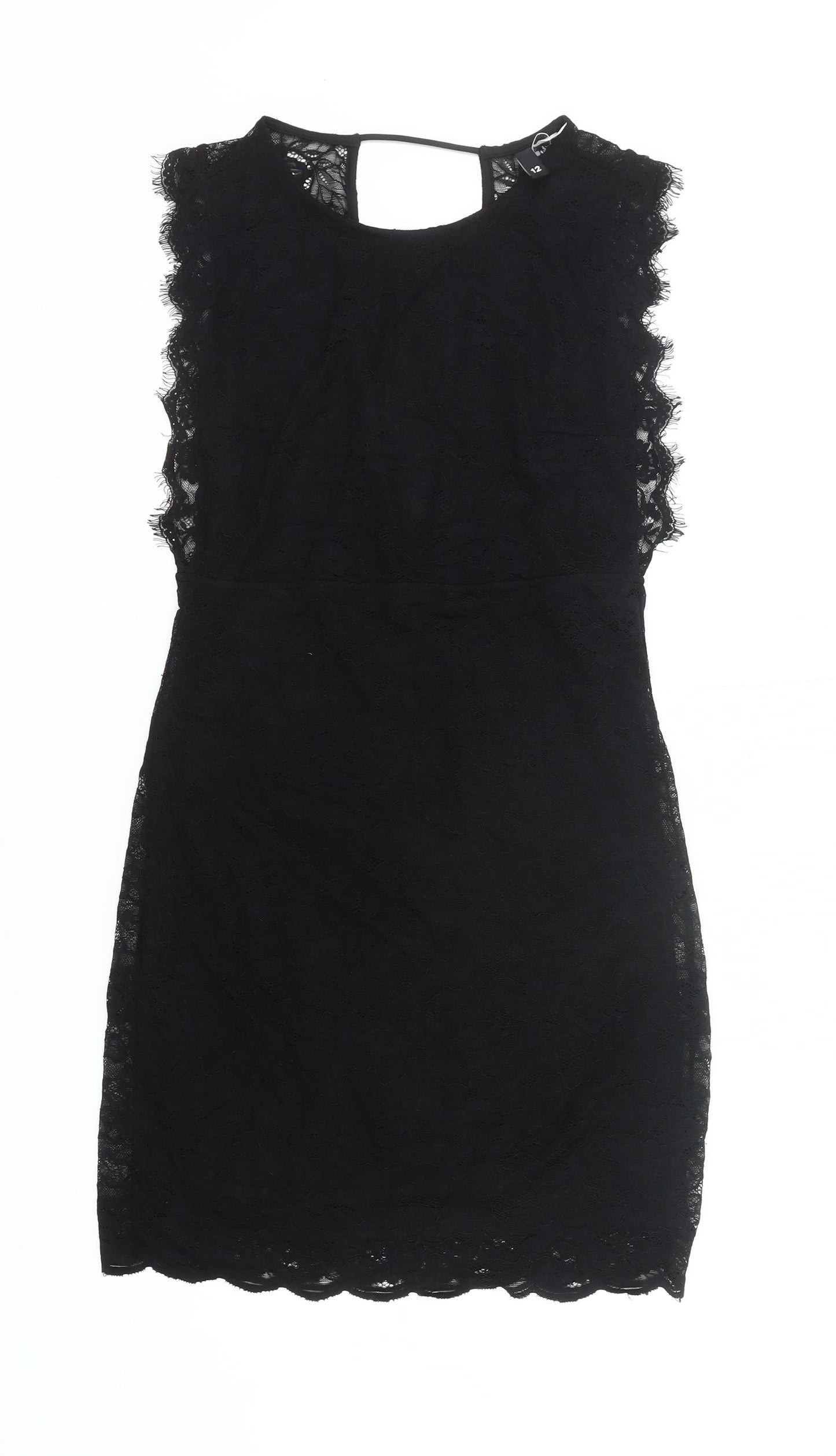 H&M Divided Women’s Black Lace Sheath Dress Size 12 Party Cocktail