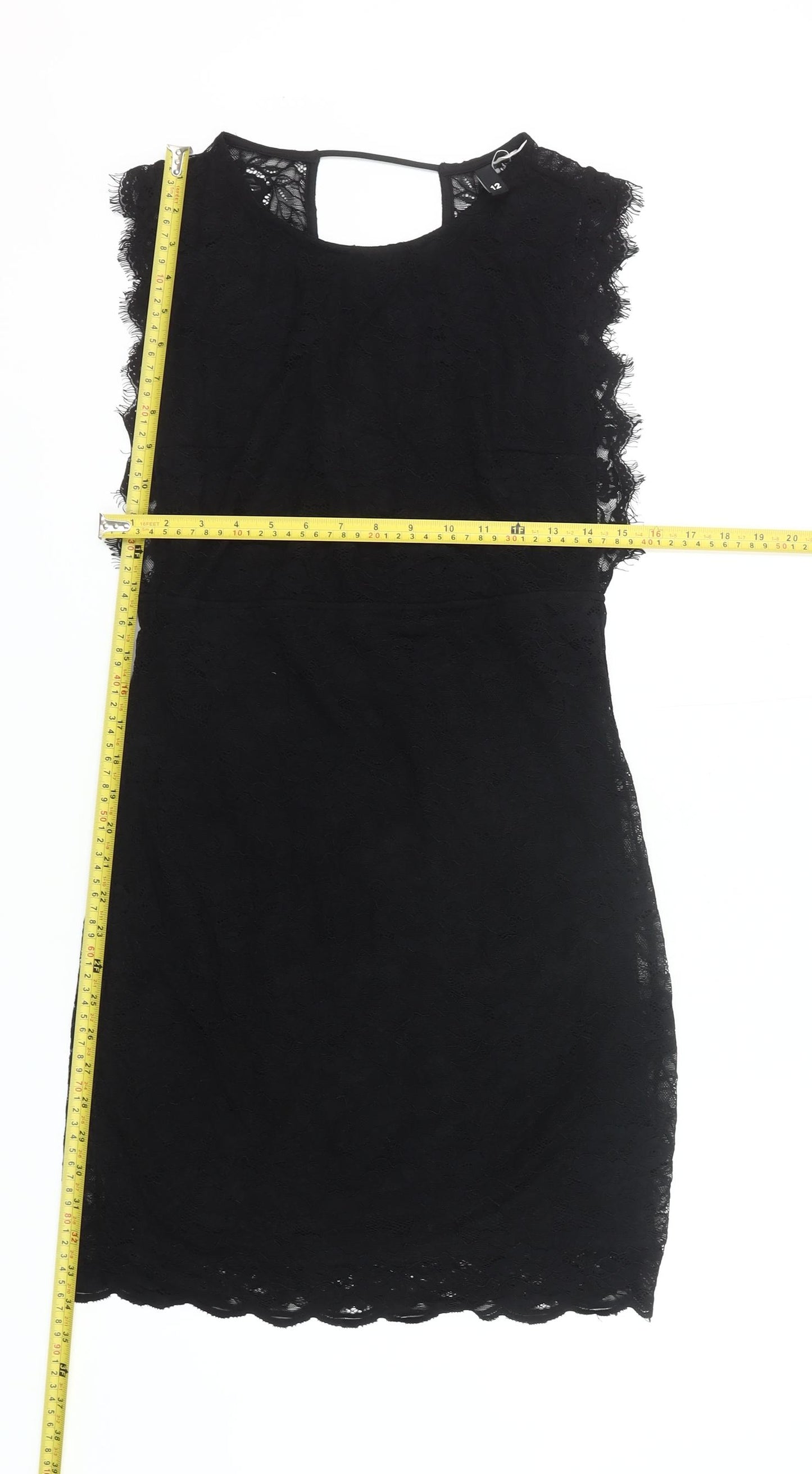 H&M Divided Women’s Black Lace Sheath Dress Size 12 Party Cocktail