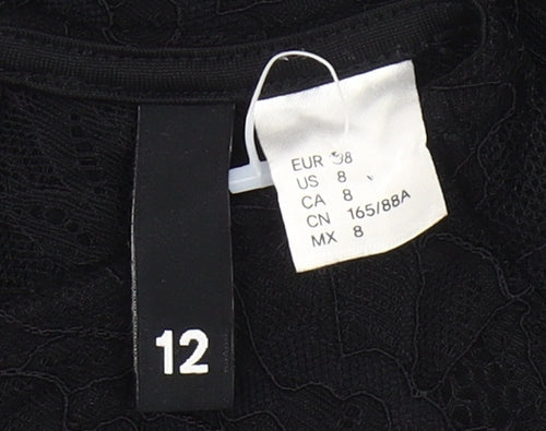 H&M Divided Women’s Black Lace Sheath Dress Size 12 Party Cocktail