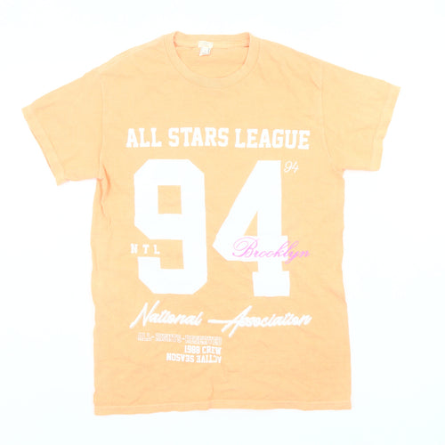 River Island Womens Orange Size 8 Graphic Print Cotton T-Shirt